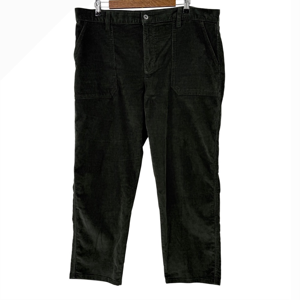 Eddie Bauer Womens 16 Corduroy Utility Pants Forest Green‎ Straight Leg Stretch